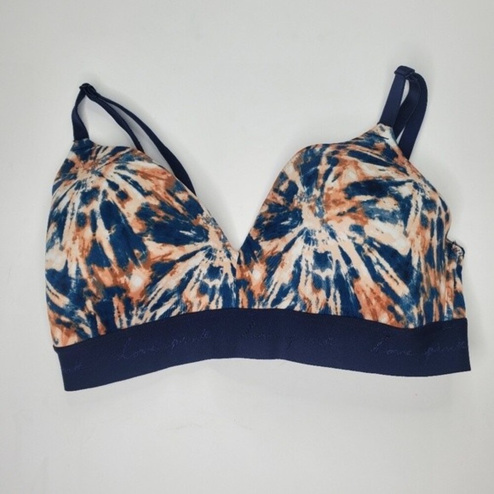 Tonal Blue & Rust Tie-Dye Wireless Bralette